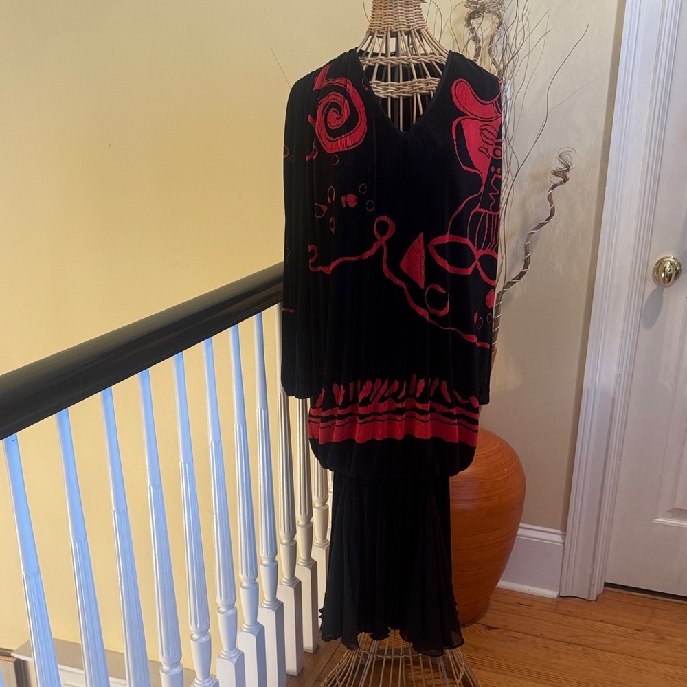 Virginie Paris Vintage black and red dress. Made in France